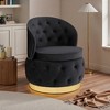 Dsvimoy Accent Chair 360 Swivel Chair with Storage and Gold Metal Base for Living Room and Bedroom, Black, 33"*26"*18" - 2 of 4