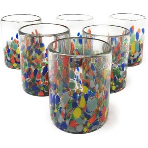 Dos Sueños Mexican Hand Blown  Tumblers - Confetti Carmen Design - 10oz - Set of 6 - 1 of 4
