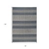 8' X 10'  and Gray Striped Stain Resistant Indoor Outdoor Area Rug - 3 of 4