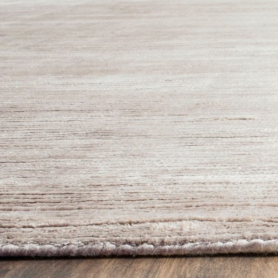 Light Silver Hand-Knotted Viscose 8' x 10' Area Rug