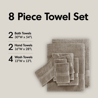 100% Cotton Solid Color Heavyweight Bath Towel Set, Anti-Microbial Certified Highly Absorbent Plushy Bath Towel