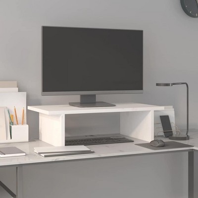 Aghana Digitals Minimalist White Solid Pinewood Monitor Riser - 19.7x10.6x5.9 Inch Wooden Desktop