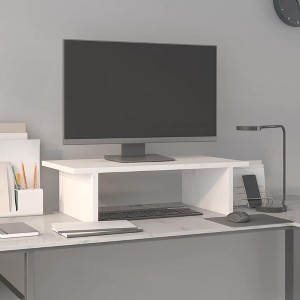 Aghana Digitals Minimalist White Solid Pinewood Monitor Riser - 19.7x10.6x5.9 Inch Wooden Desktop - 1 of 4