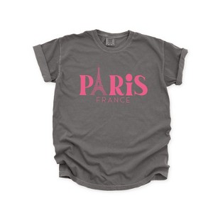 Simply Sage Market Women's Paris France Eiffel Tower Short Sleeve Garment Dyed Tee - 1 of 4