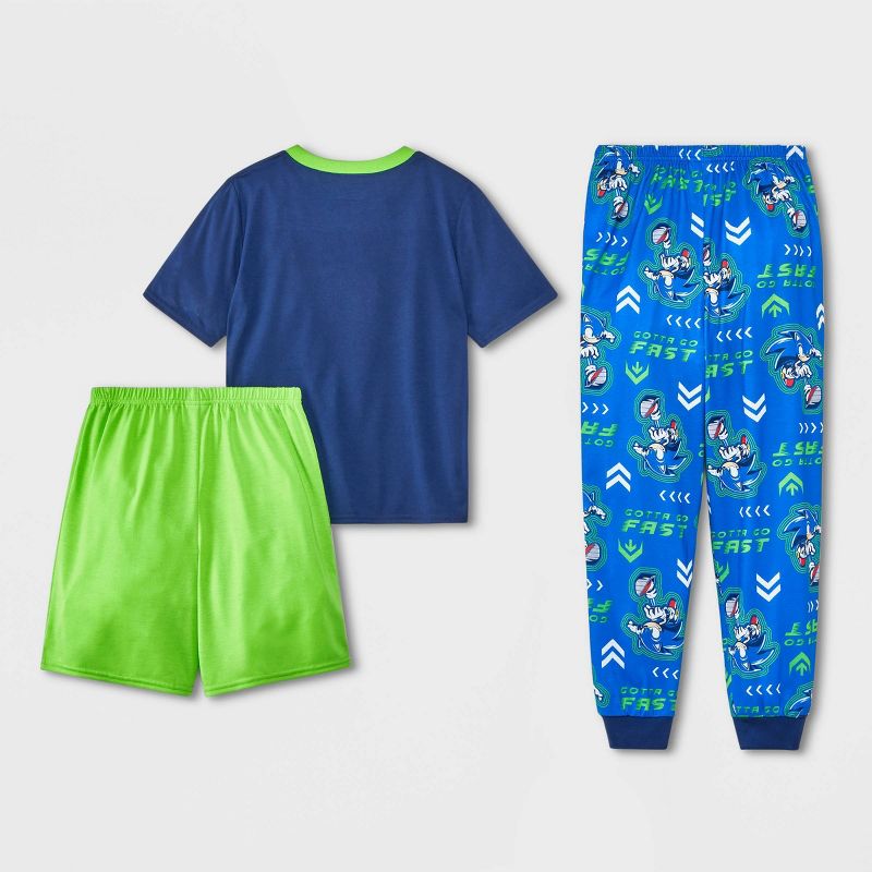 Boys&#39; Sonic the Hedgehog 3pc Pajama Set - Blue, 2 of 5