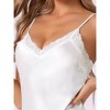 cheibear Women's V Neck Lingerie Nightgown Lace High Low Irregular Hem Short Satin Slip Dress - 4 of 4