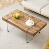 HDZNVF Wood colored texture sticker MDF Coffee Table with Tempered glass legs - 3 of 4