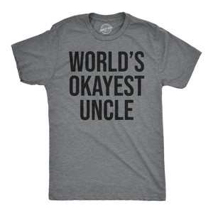 Worlds Okayest Uncle T Shirt Funny Saying Family Graphic Funcle Sarcastic Tee - Crazy Dog Men's T Shirt - 1 of 4