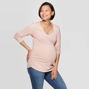 Long Sleeve Scoop Neck Side Shirred Maternity T-Shirt - Isabel Maternity by Ingrid & Isabel™ - 1 of 2