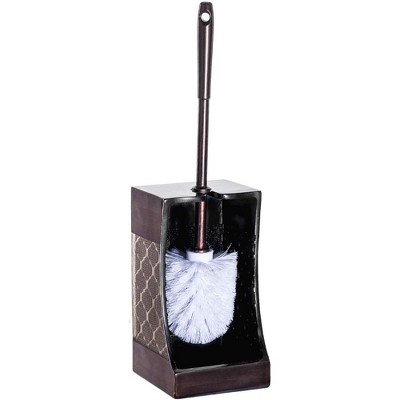 Dahlia Brown Resin Toilet Brush and Holder Set