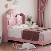 Whizmax Upholstered Twin Bed Frame with Led Lights, Velvet Platform Bed Frame with Wing Back Storage Headboard,Wood Slats Support,No Box Spring Needed - 4 of 4