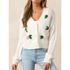 Coolmee Women's Floral Cardigan Long Sleeve Open Front Button Down V Neck Knitted Crop Sweaters - 3 of 4