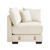 Vynxaria 28" Cream Corduroy Corner Sofa - Extra-Wide Thick Armrests, Oversized Deep Seating, Modular Design, Movable Ottoman, with Pillows - 2 of 4
