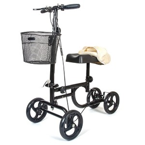 BodyMed Knee Walker for Leg and Foot Injuries with Dual Brakes, Metal Basket & Knee Pad Cover –  Collapsible and Adjustable Knee Scooter - 1 of 4