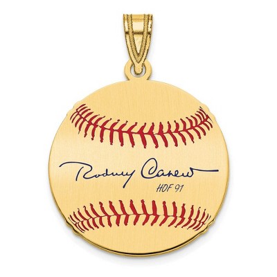 Black Bow Jewelry 14K Gold Plated Rod Carew Signature SM Enamel Baseball Pendant