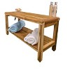 EcoDecors® Eleganto® 36" Teak Wood Shower Bench with Shelf in EarthyTeak® Finish - 3 of 4