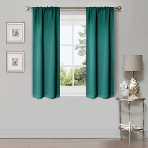 Classic Modern Solid Room Darkening Semi-Blackout Curtains, Rod Pocket, Set of 2 by Blue Nile Mills - 1 of 4