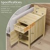 VINGLI Side Table with Charging Station, Rattan Night Stand with Drawers, Narrow End Table with Cabinet for Living Room, Bedroom, Oak - 3 of 4
