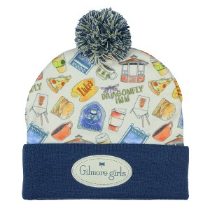 Gilmore Girls Beanie Stars Hallow Lukes Diner Chilton Dragonfly Inn Fleece Sublimated Overlay Knit Cuffed Winter Hat OSFM Multicolored - 1 of 4
