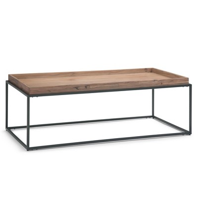 47" Avila Tray Top Coffee Table Natural Acacia - WyndenHall: Sturdy Mid Century Modern Design
