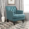 TOAOTBNBO Wooden Accent Chair with High Back, Breathable Fabric Armchair with Soft Padded Seat Mid-Century Single Sofa Chair for Office, Blue - 4 of 4
