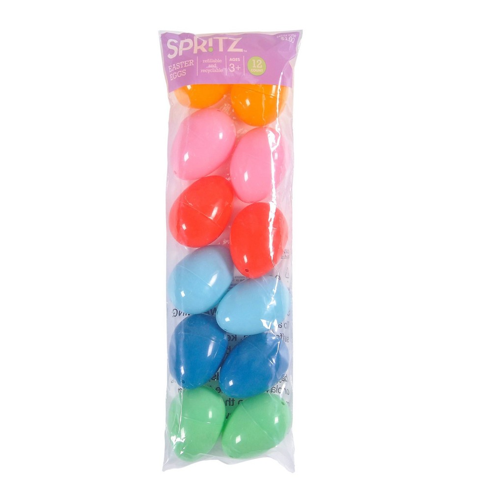 12ct Easter Plastic Eggs Mixed Colors - Spritz(100 pack)