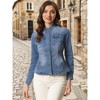INSPIRE CHIC Women's Button Front Stand Collar Long Sleeve Jean Jackets with Pockets - 4 of 4