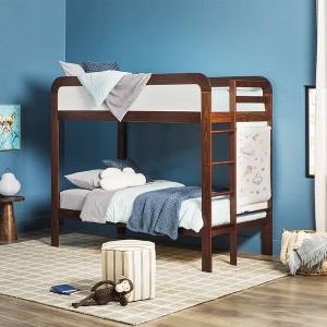 Saracina Home Adyn Contemporary Twin Over Twin Bunk Bed with Ladder on End Walnut - 1 of 1