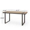 62'' Rectangle Wooden Slat Tabletop Outdoor Dining Table for 4,Aluminum Frame Backyard Garden Dining Table,Rectangular Patio Table-Coolbibila - 4 of 4