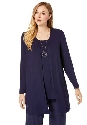 Jessica London Women's Plus Size Everyday Stretch Knit Open Front Cardigan