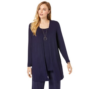 Jessica London Women's Plus Size Everyday Stretch Knit Open Front Cardigan - 1 of 4