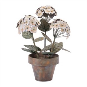 Iron Potted Hydrangea Floral Sculpture 15"H - 1 of 1