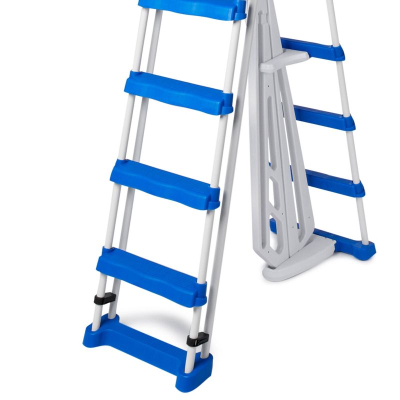 Swimline 5-Step A-Frame Above Ground Entry/Exit Pool Ladder with Handrails and Safety Barrier for 48" to 52" Tall Pool Height, 4 of 7