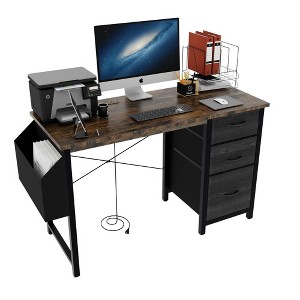 KTMBDW 47.3" L-Shaped Desk with Power Outlets, Office Desk with 3 Drawers, Gaming & Home Office Workstation - 1 of 4