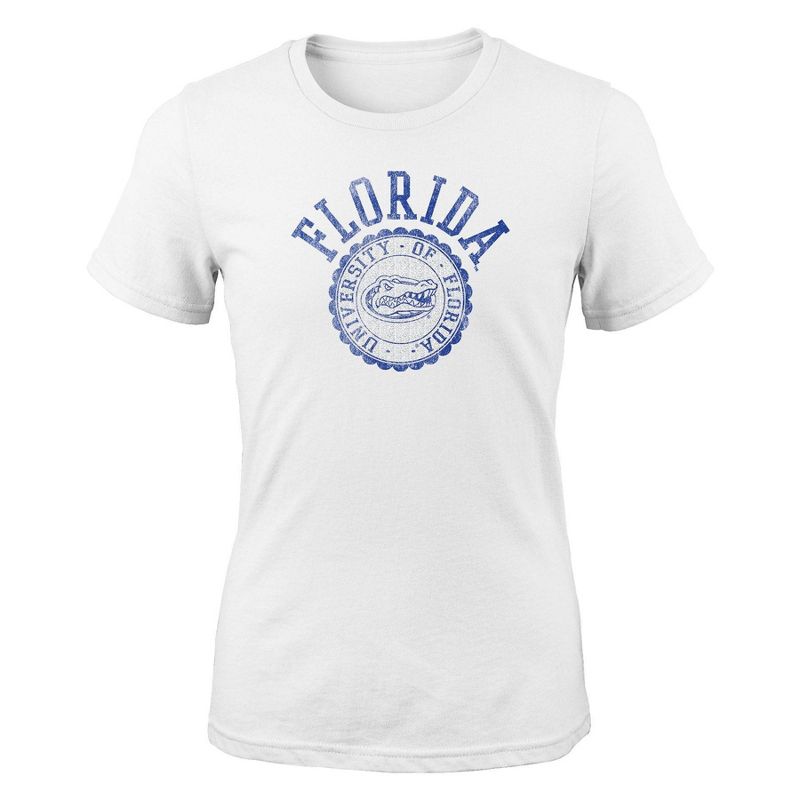 NCAA Florida Gators Girls&#39; White Crew Neck T-Shirt, 1 of 2
