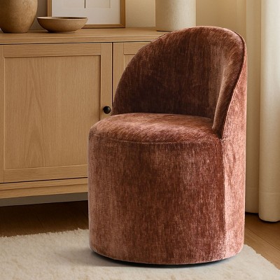 Modern Soft Chenille Barrel Accent Chair with Casters, Upholstered Rolling Chair for Living Room, Bedroom or Small Spaces-Maison Boucle
