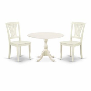 3-Piece Linen White Finish Solid Wood Top - Dining Room Set  - Seats 4 - 1 of 4