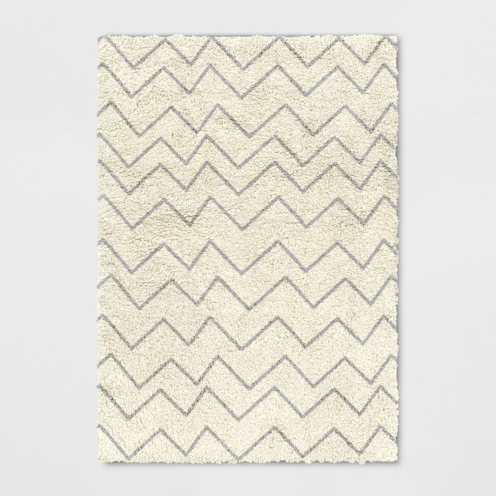 Photos - Area Rug 7"x10" Chevron Area Kids' Rug Cream - Pillowfort™