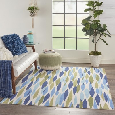 Seaglass Blue & White Traditional 4' x 6' Reversible Rug