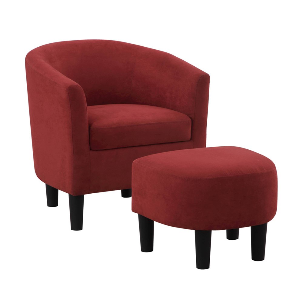 Photos - Sofa Breighton Home Take a Seat Churchill Accent Chair with Ottoman Red Microfi