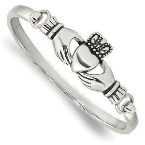 Black Bow Jewelry Stainless Steel Claddagh Bangle Bracelet - 1 of 4