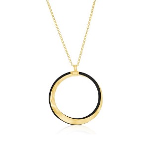 Bella Silver Sterling Silver, Black Enamel Twist Necklace - Gold Plated - Black - 16+2 Inch - 1 of 2