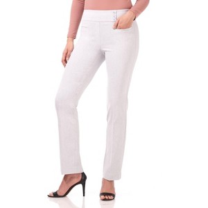 Rekucci Women's Pull-On Straight Leg Pants with Pockets & Tummy Control – Office Workwear Stretch Trousers - 1 of 4