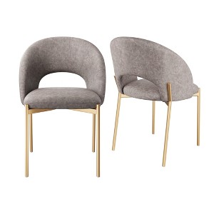 CLIHOME Set of 2 Indoor Accent Chair PU Dining Chairs with Metal Legs - 1 of 4