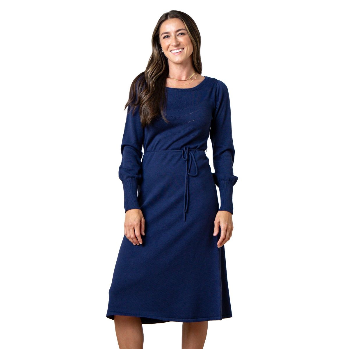 Hope & Henry Women's Bellow Sleeve Pointelle Sweater Dress