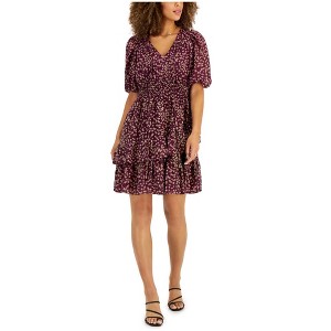 Taylor Womens Ditsy Print Smocked Floral Fit & Flare Dress - 1 of 1