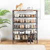 MaseiKar Industrial Shoe Rack, 6-Tier Shoe Shelf, Storage Organizer Unit with 5 Mesh Shelves, Wood Look Accent Furniture for Entryway, Living Room - 4 of 4