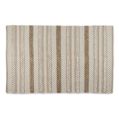 Design Imports Handloomed Slub Stripe Stone & White - 4 X 6 Ft