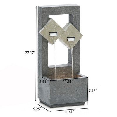 Cascading Gray and Cream Resin Outdoor Fountain with LED Lights