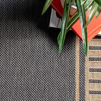 Casual Elegance Dark Gray Stripe Indoor/Outdoor 3'6" x 5' Rug